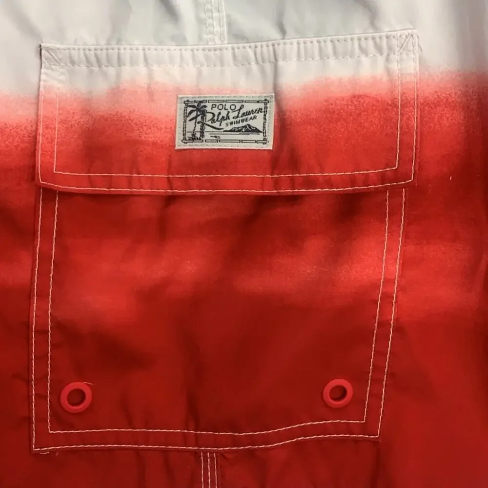 Board Shorts Swim Mesh Liner Red White Blue Polo‎ Ralph Lauren Men's Size Medium